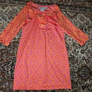 Gretchen Scott Designs Pink and Orange Geometric Dress